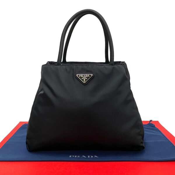 240629jpb392 4 1 Prada Triangle Handbag Mini Tote Bag Nylon Black