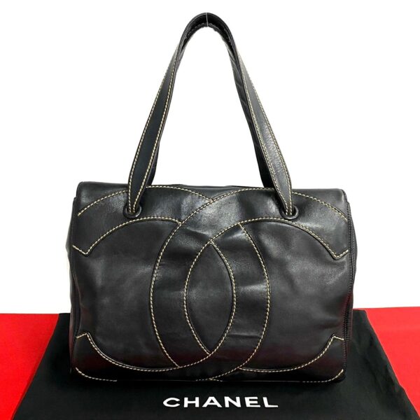 240630kma750 10 1 Chanel Wild Stitch Coco Mark Leather Mini Bag Black