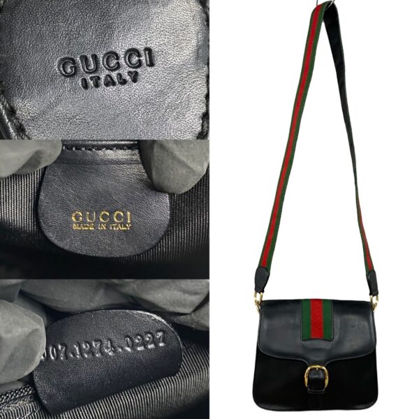 240630kma803 8 4 Gucci Sherry Line Leather Shoulder Bag Pochette Black