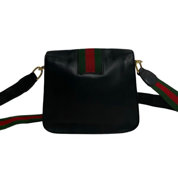 240630kma803 8 5 Gucci Sherry Line Leather Shoulder Bag Pochette Black