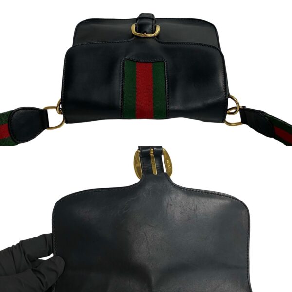 240630kma803 8 9 Gucci Sherry Line Leather Shoulder Bag Pochette Black