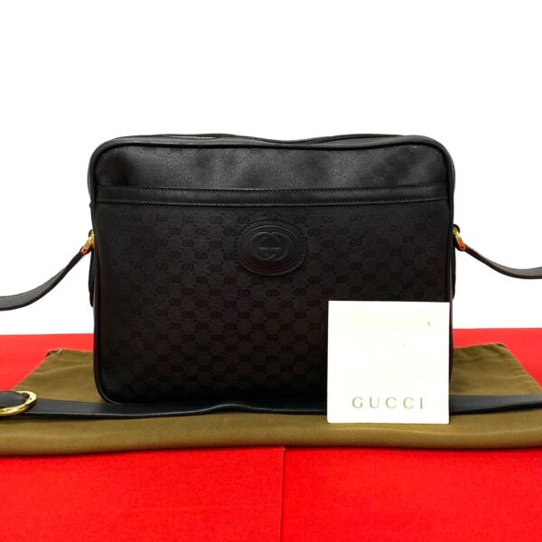 240630kma855 5 1 Gucci Micro GG Leather Shoulder Bag Pochette Black