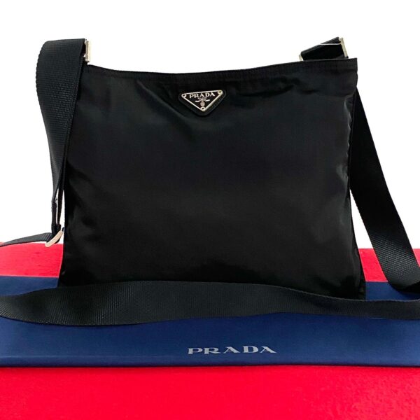 2406jpa166 6 1 Prada Triangle Mini Shoulder Bag Nylon Black