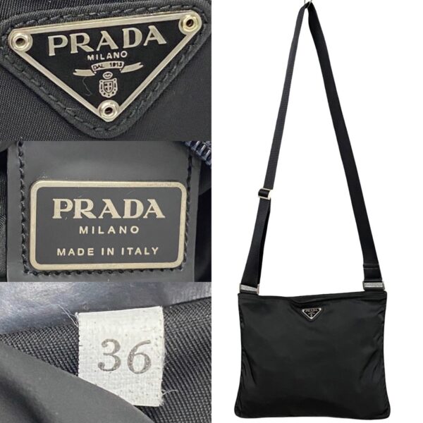 2406jpa166 6 4 Prada Triangle Mini Shoulder Bag Nylon Black