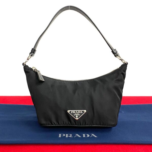 2406jpa526 1 1 Prada Triangle Mini Shoulder Bag Pouch Nylon Black