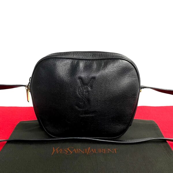 2406jpa573 6 1 Yves Saint Laurent YSL Leather Shoulder Bag Pochette Black