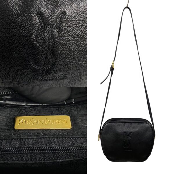 2406jpa573 6 4 Yves Saint Laurent YSL Leather Shoulder Bag Pochette Black