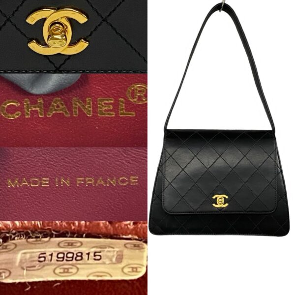 2406jpa7 4 4 Chanel Matelasse 225cm Coco Mark Lambskin Shoulder Bag Black