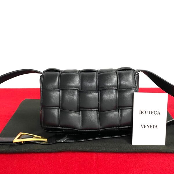 2406rva 10106 1 Bottega Veneta Padetto Leather Mini Shoulder Bag Black