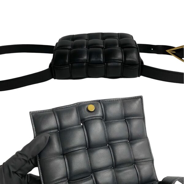 2406rva 10106 8 Bottega Veneta Padetto Leather Mini Shoulder Bag Black