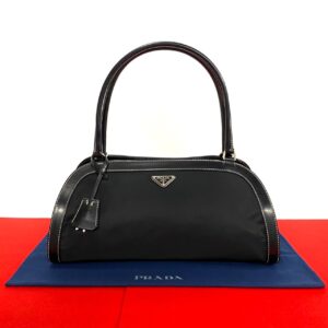 240702mnb304 5 1 Prada Two Way Handbag Greige Studded Leather