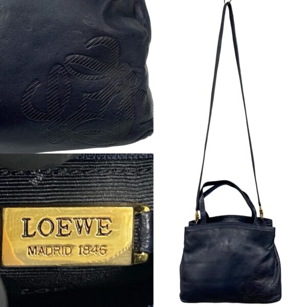 240702mnb347 8 4 Loewe Anagram Leather 2way Shoulder Tote Bag Navy