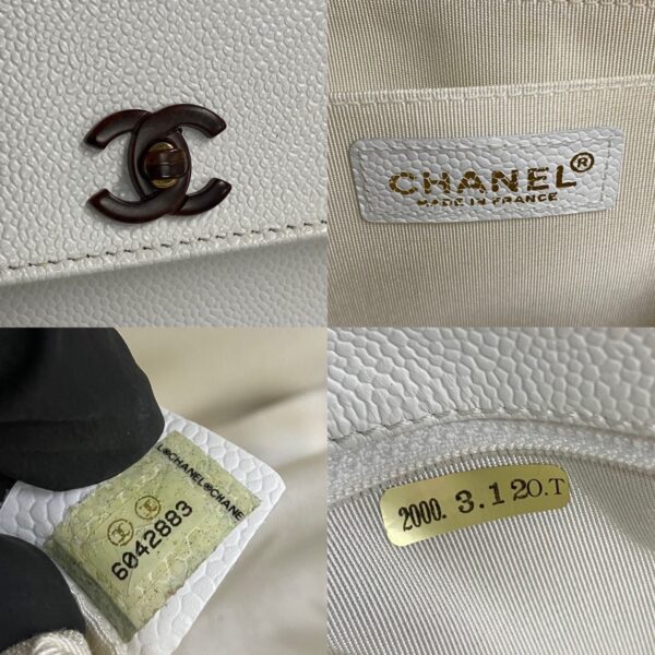 240704pgb4 5 4 Chanel Coco Mark Caviar Skin Leather Mini Tote Bag White