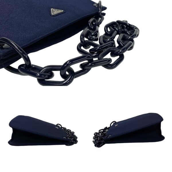 240704pgb43 5 6 Prada Triangle Tote Bag Jersey Chain Shoulder Bag Navy