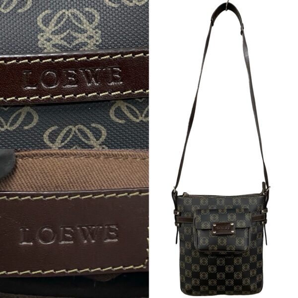 240704pgb50 8 4 Loewe Anagram Pattern Leather Shoulder Tote Bag Brown Black