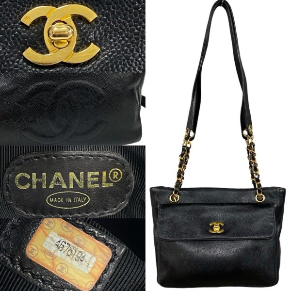 240704pgb76 5 5 Chanel Coco Mark Matte Caviar Skin Chain Shoulder Tote Bag