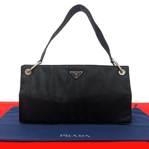 240718jpb115 1 1 Prada Triangle Shoulder Bag Nylon Black