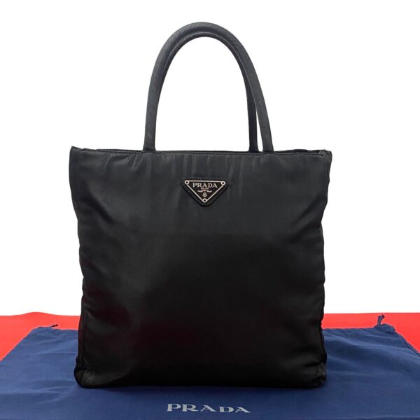 240718jpb128 6 1 Prada Triangle Mini Tote Bag Nylon Black