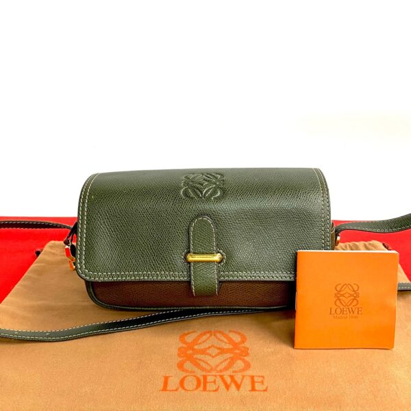 240718jpb237 6 1 Loewe Anagram Leather Mini Shoulder Bag Green Brown