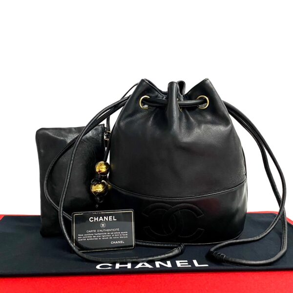 240718jpb238 3 1 Chanel Coco Lambskin Drawstring Shoulder Mini Tote Bag Black