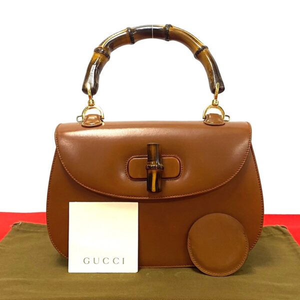 240718jpb286 7 1 Gucci Bamboo Turnlock Leather Handbag Shoulder Bag Brown