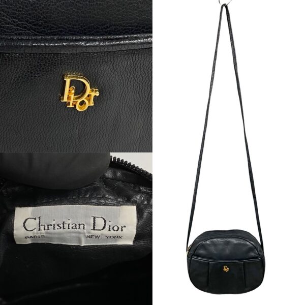 240718jpb406 10 4 Christian Dior Fittings Leather Mini Shoulder Bag Black