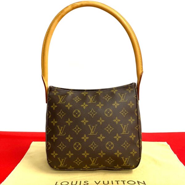 240718jpb544 4 1 Louis Vuitton Looping MM Handbag Monogram Leather Brown