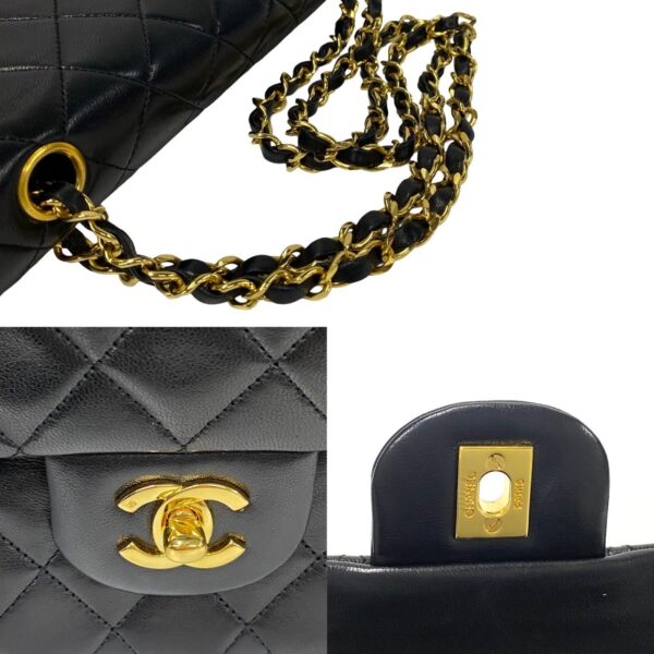 240718jpb95 6 8 Chanel Matelasse Double Flap Lambskin Chain Shoulder Bag Black