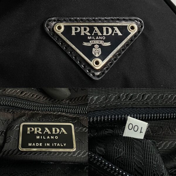 240719b249 10 4 Prada Triangle Mini Bag Nylon Leather Black