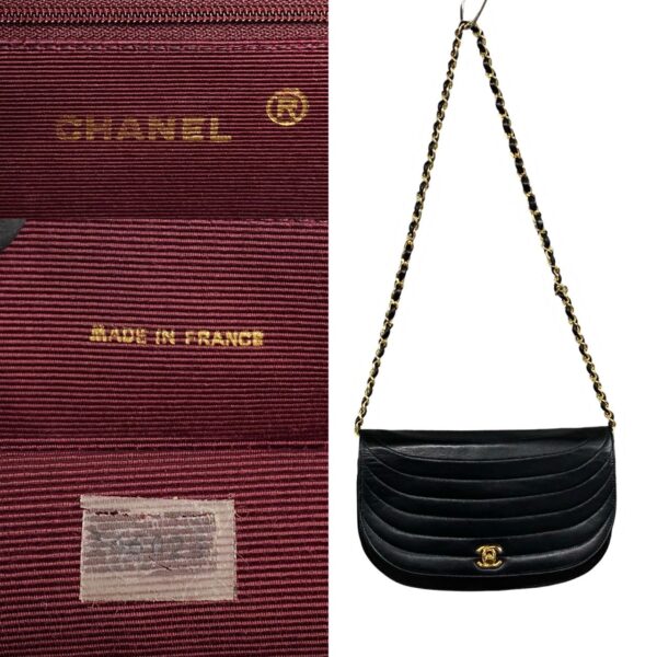 240719pgb45 7 4 Chanel Coco Mark Half Moon Lambskin Chain Shoulder Bag Black