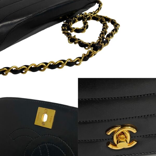 240719pgb45 7 9 Chanel Coco Mark Half Moon Lambskin Chain Shoulder Bag Black