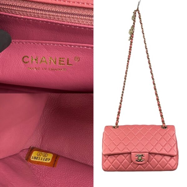 240719pgb57 9 4 Chanel Valentine Matelasse 24cm Camellia Lambskin Chain Shoulder Bag Pink