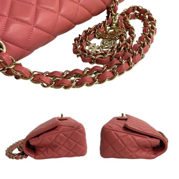 240719pgb57 9 6 Chanel Valentine Matelasse 24cm Camellia Lambskin Chain Shoulder Bag Pink