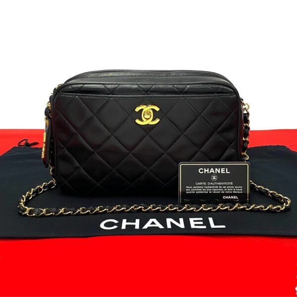 240727kmb721 2 1 Chanel Matelasse Coco Mark Lambskin Chain Shoulder Bag Black