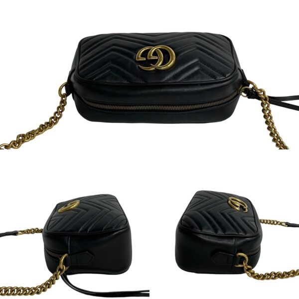 240801jpc257 7 6 Gucci GG Marmont Quilted Chain Shoulder Bag Mini Pochette Black