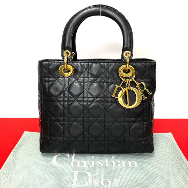 240801jpc296 8 1 Christian Dior Lady Dior Leather Mini Tote Bag Black