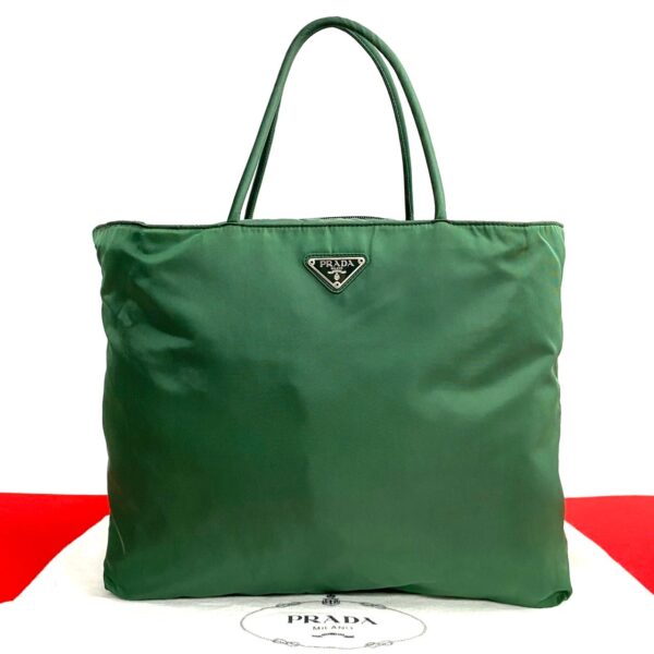 240801jpc53 6 1 Prada Triangle Tote Bag Nylon Green