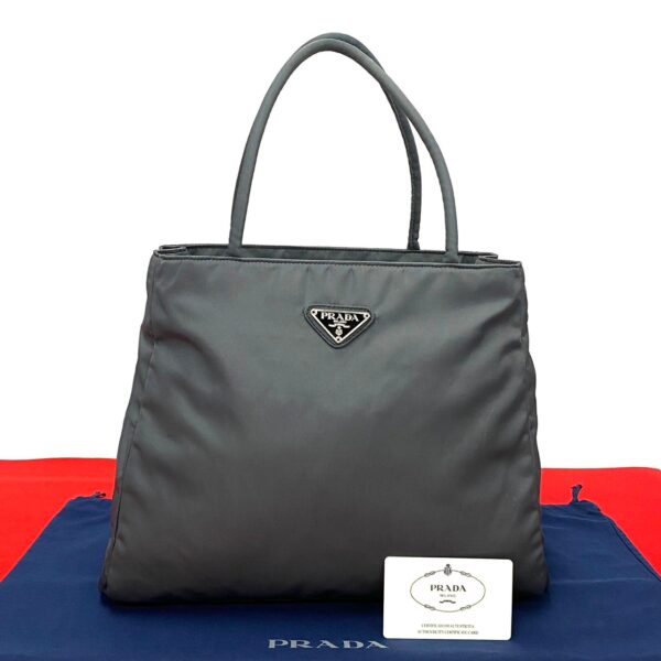 240801jpc91 5 1 Prada Triangle Fittings Nylon Mini Tote Bag Gray