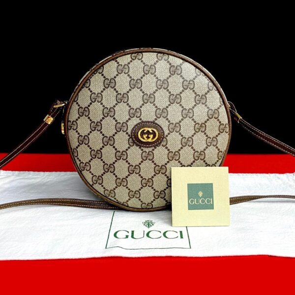 240801rvc 6706 1 Gucci GG Round Leather Mini Shoulder Bag Pochette Brown