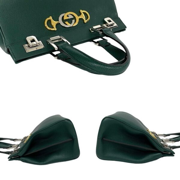 240808pgc17 6 6 Gucci Zumi Small Top Handle GG Leather 2way Handbag Shoulder Bag Green