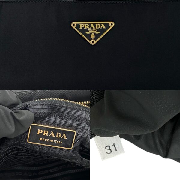 240815mnc268 2 4 Prada Triangle Fittings Nylon Leather Mini Tote Bag Black