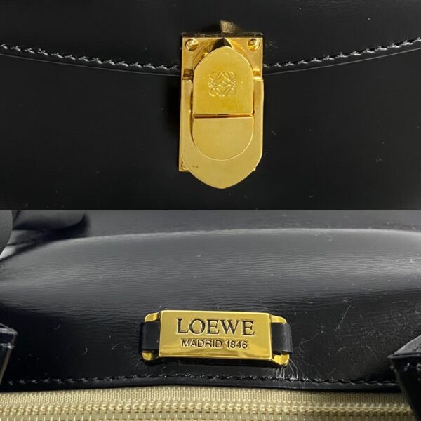 240817kmc920 2 4 Loewe Anagram Fittings Calf Leather Mini Tote Bag Black