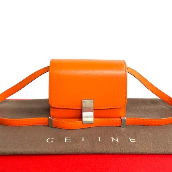 240819jpc133 2 1 Celine Classic Box Small Leather Shoulder Bag Pochette Orange