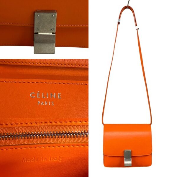 240819jpc133 2 4 Celine Classic Box Small Leather Shoulder Bag Pochette Orange