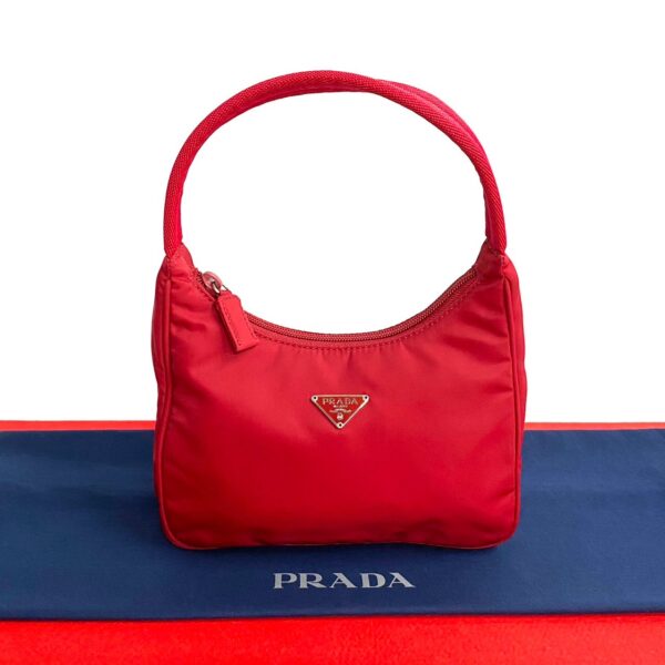 240819jpc489 4 1 Prada Triangle Fittings Nylon Mini Handbag Shoulder Red