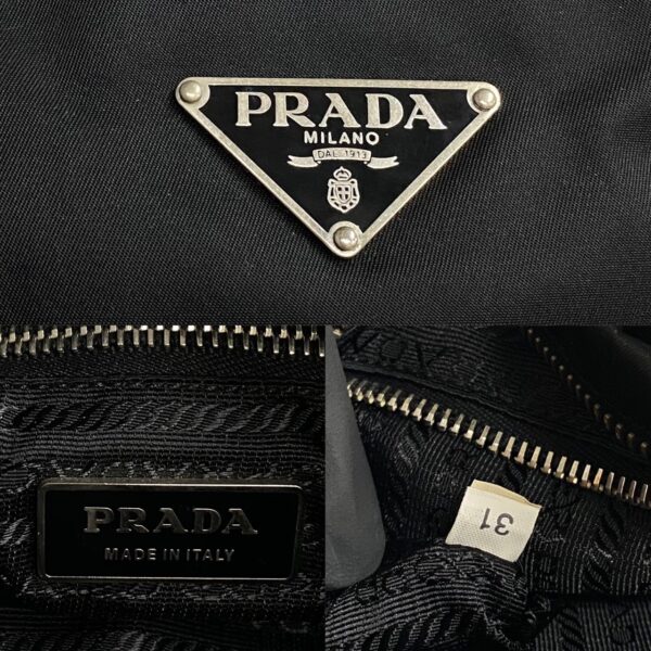 240819jpc69 10 4 Prada Triangle Fittings Nylon Patent Leather Tote Bag Black