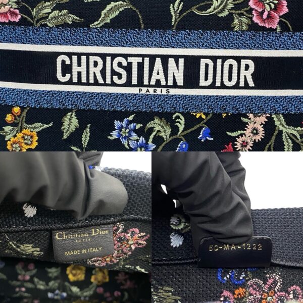 240819rvc 6410 4 Christian Dior Book Tote Floral Pattern Canvas Large Tote Bag Black