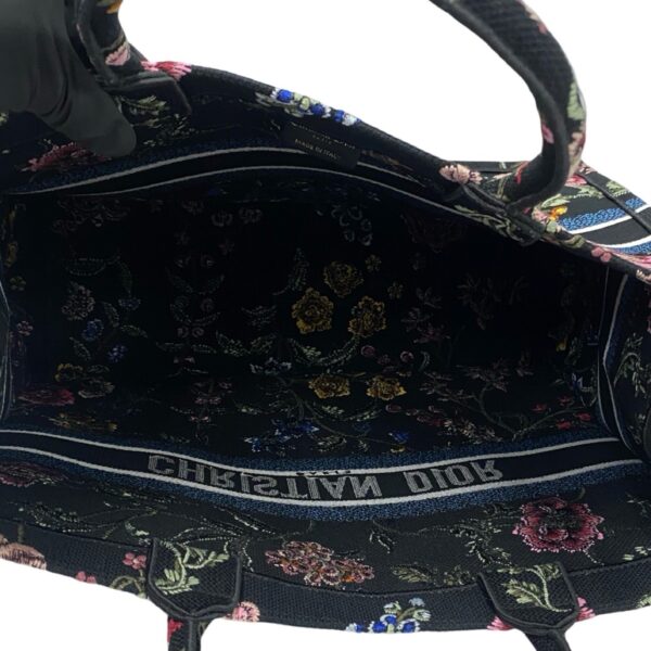 240819rvc 6410 9 Christian Dior Book Tote Floral Pattern Canvas Large Tote Bag Black