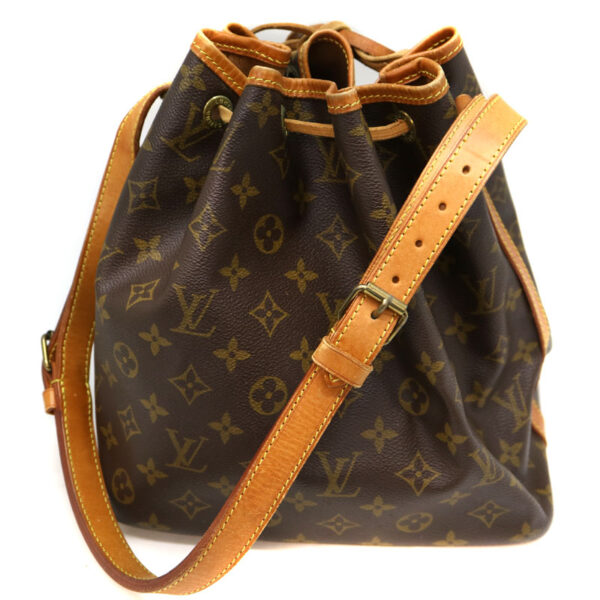 2423 2 Louis Vuitton Petit Noe Shoulder Bag Monogram Canvas Brown