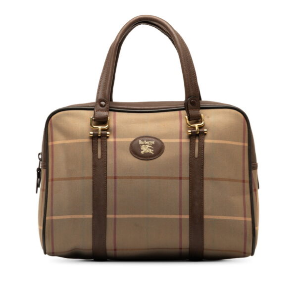 26pmodtawtmf3fqf 1 Burberry Check Handbag Nylon Khaki Brown